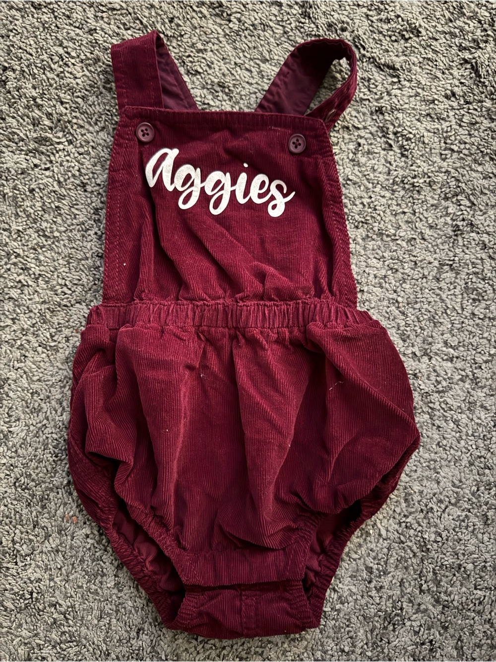 Old Navy Baby Corduroy Romper Custom Texas A&M Burgundy 6-12M Like New